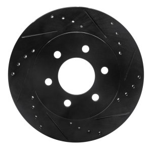 Dodge Dakota Brake Rotor (1) - Front Right - R1 Concepts - Drilled & Slotted - Black - `97-`02